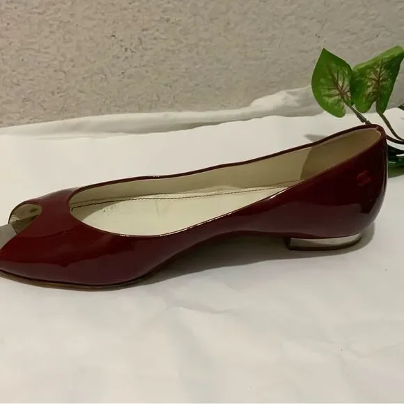 Chanel Vintage Flats 2007 Collection by Karl Lagerfeld Burgundy Patent Leather